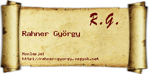 Rahner György névjegykártya